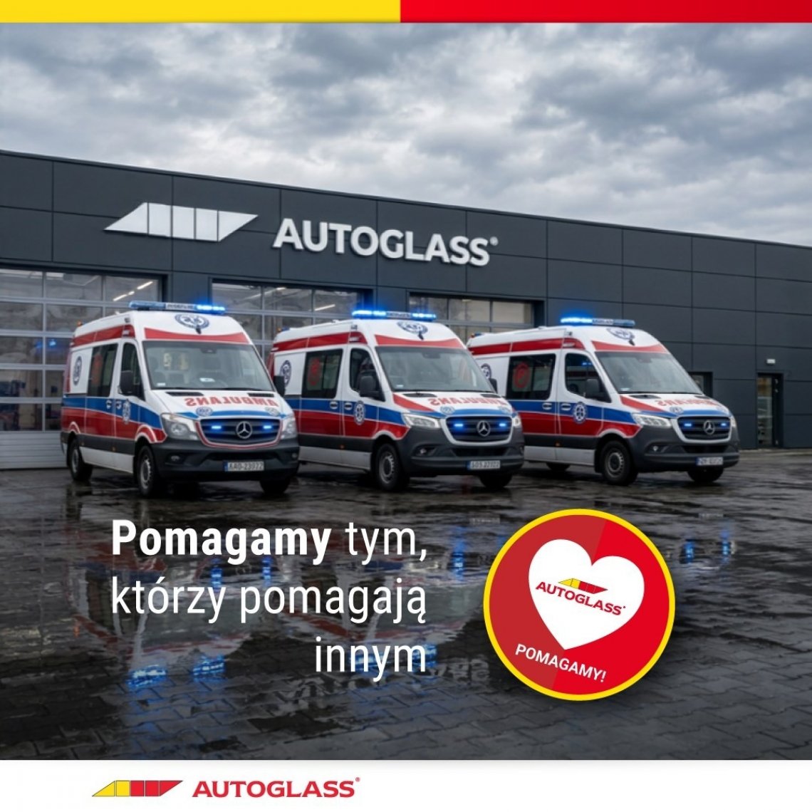W Autoglass® bezpieczeństwo zawsze jest na pierwszym miejscu.  Dlatego każdy naprawiony pojazd służb ratunkowych – karetka czy wóz straży pożarnej – oznaczamy teraz specjalną naklejką. To dla nas coś więcej niż symbol. To znak, że wspieramy tych, którzy każdego dnia ratują życie i dbają o nasze bezpieczeństwo.