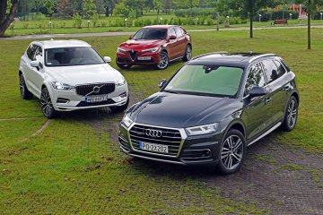 SUV-y klasy średniej Alfy Romeo, Audi i Volvo mają uniwersalny i niezwykle pożądany zestaw cech – są nowoczesnymi, bezpiecznymi  SUV-ami segmentu premium o dużej użyteczności na co dzień, wyposażonymi w mocne silniki Diesla.
